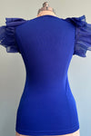 Royal Blue Butterfly Sleeve Scoop Neck Top