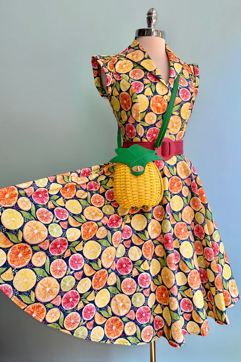 Navy and Citrus Circle Skirt by Heart of Haute