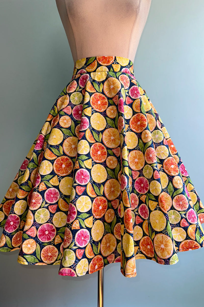 Navy and Citrus Circle Skirt by Heart of Haute