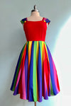 Rainbow Stripe & Red Bodice Dress
