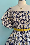 Navy Floral Bubble Sleeve Mini Dress