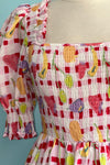 Pink Gingham and Fruit Mini Dress