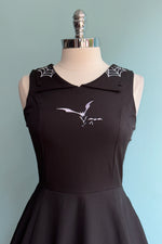 Embroidered Bats and Webs Black Dress by Orchid Bloom