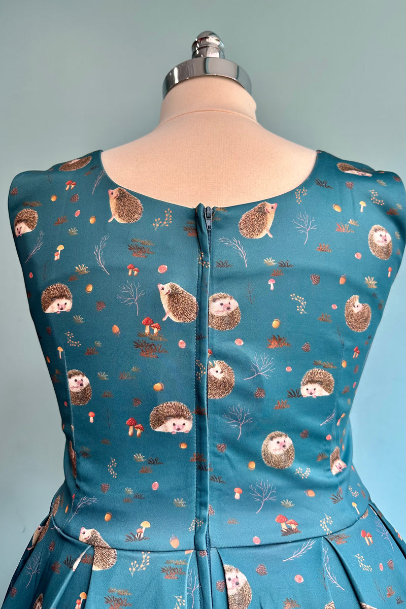 Hedgehog Amanda Dress in Teal by Dolly & Dotty