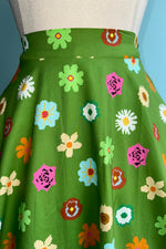 Bright Floral Green Full Skirt by Tulip B.