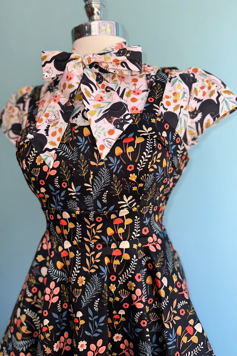 Ditsy Mushroom Fold-Over Dress by Eva Rose