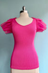 Fuchsia Butterfly Sleeve Scoop Neck Top