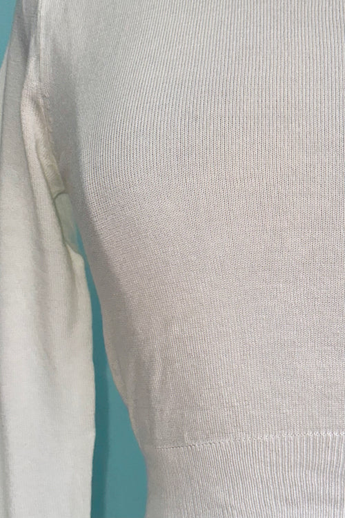 Ivory Cropped Knit Pullover Sweater