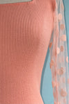 Peach Polka-Dot Sleeve Knit Top