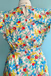Pink & Yellow Tropical Fruit Print Midi Dress by Tulip B.