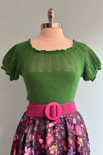 Green Short Sleeve Paula Sweater by Collectif