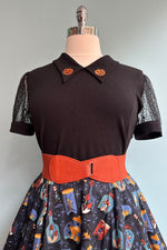 Black Pumpkin Embroidered Knit Top