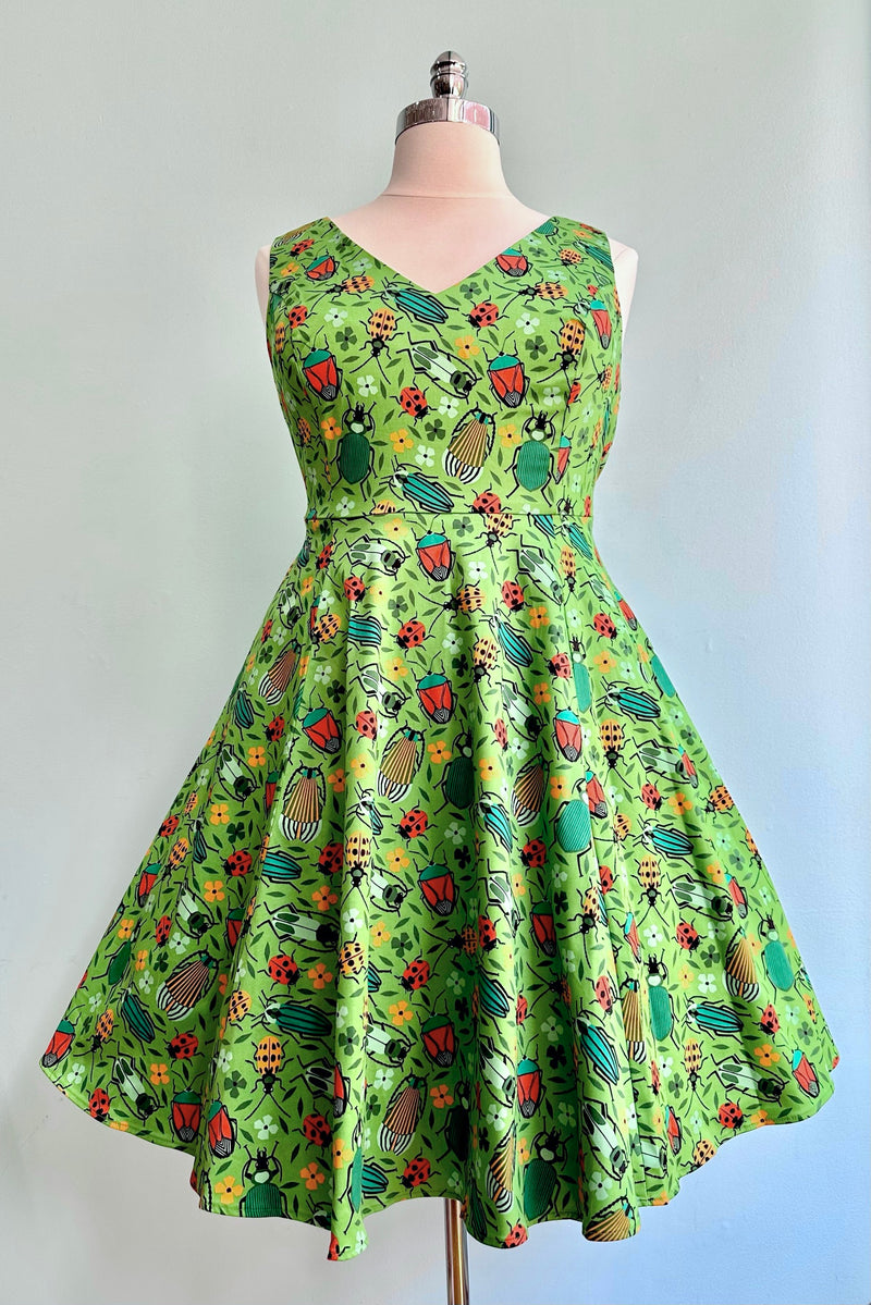 Green Bug V-Neck Dress by Eva Rose X-Large Green Bug V-Neck Dress by Eva Rose X-Large