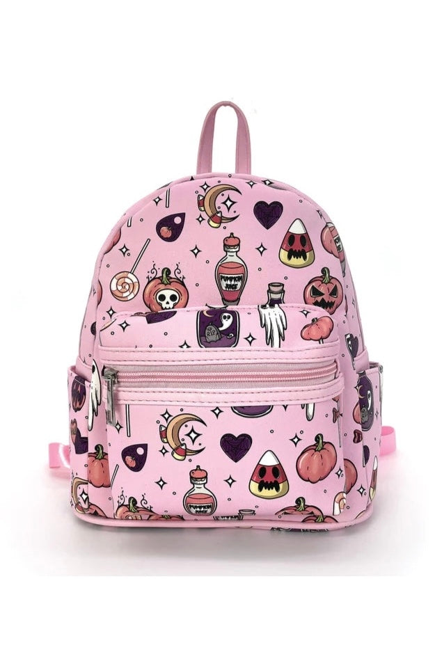 Halloween Collage Backpack in Pink