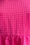 Pink Grid Organza Puff Sleeve Mini Dress