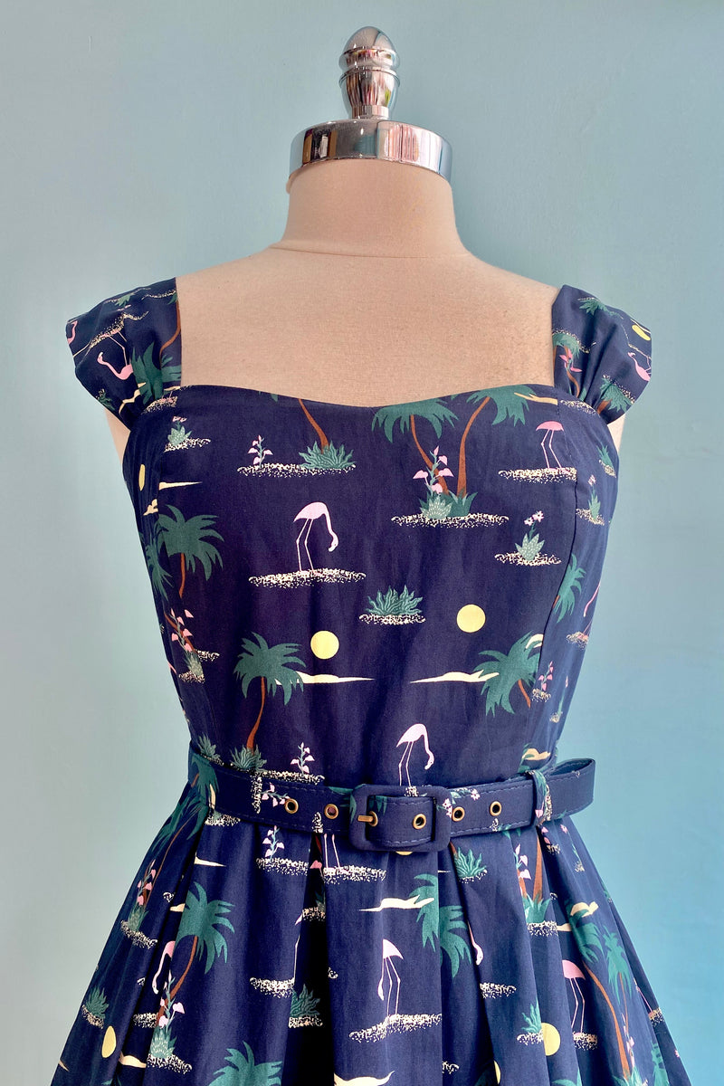 Flamingo Palm Jill Dress by Collectif