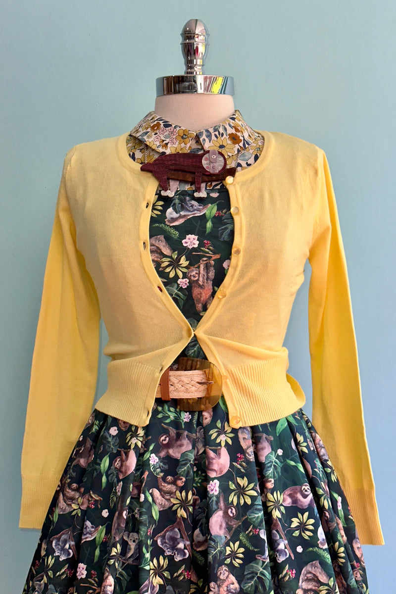 Sunshine Yellow Long Sleeve Cropped Cardigan