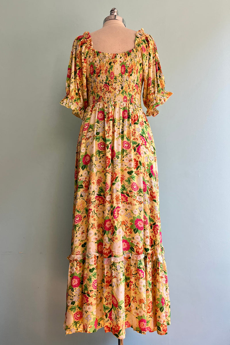 Floral Sweetheart Neck Maxi Dress