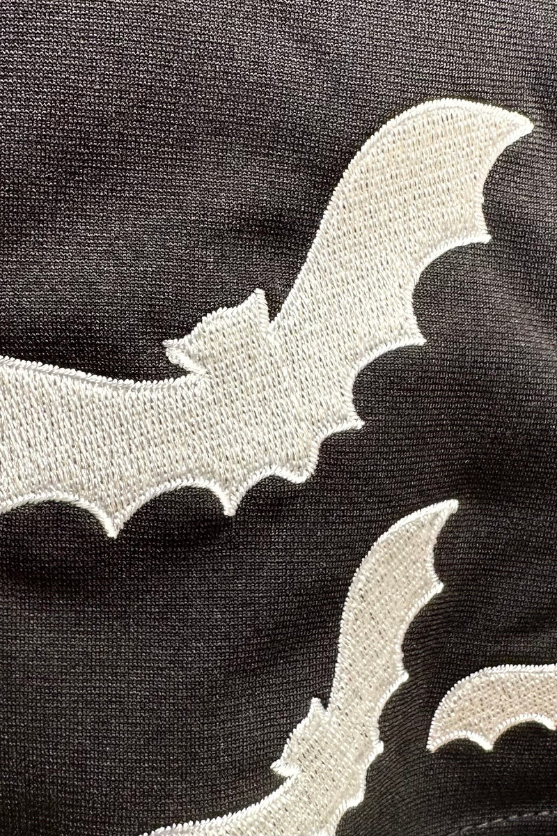 Black Bat Embroidered Mini Skirt