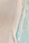 Ivory Polka-Dot Sleeve Knit Top