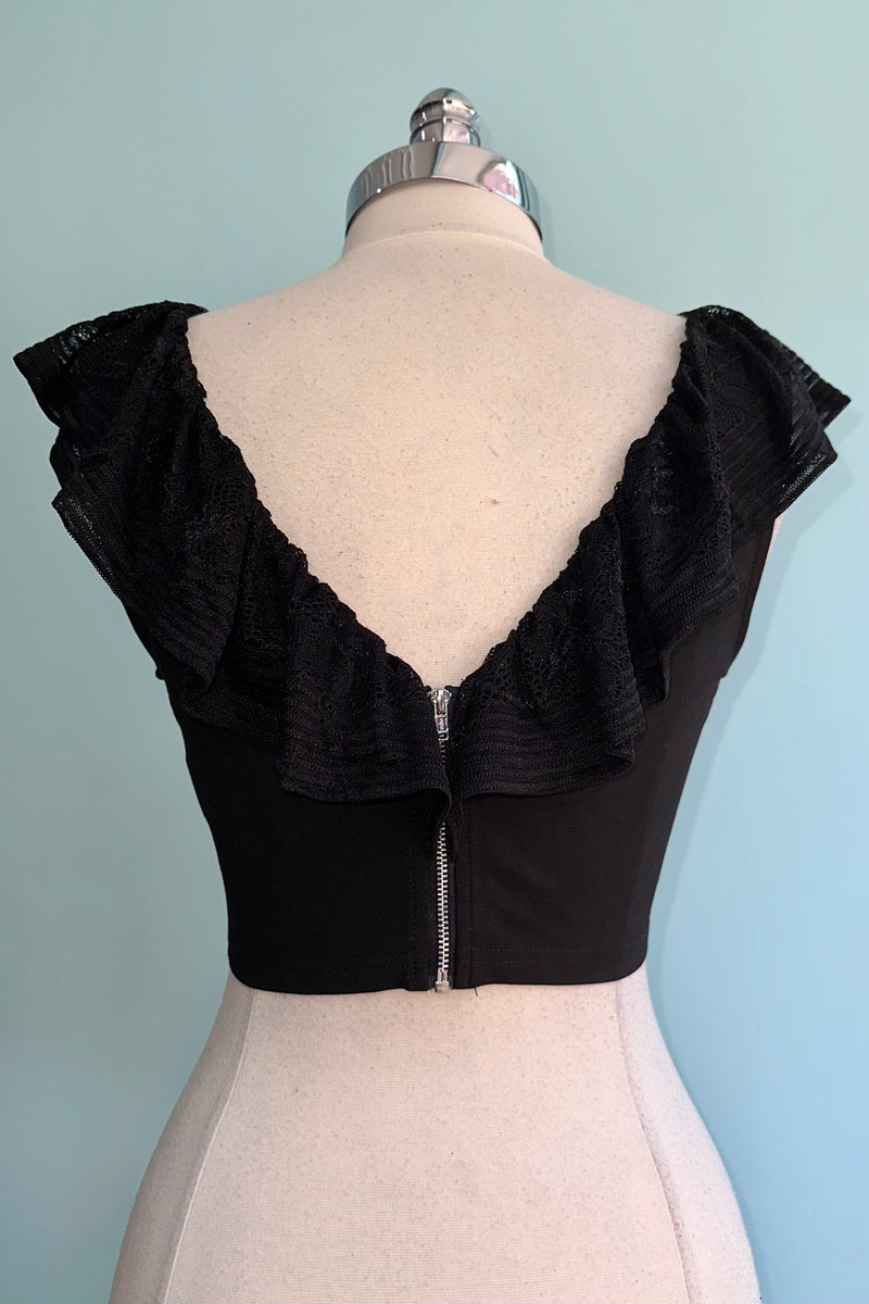 Brigit Crop Top in Black by Sugar Stitch Clothing