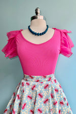 Fuchsia Butterfly Sleeve Scoop Neck Top