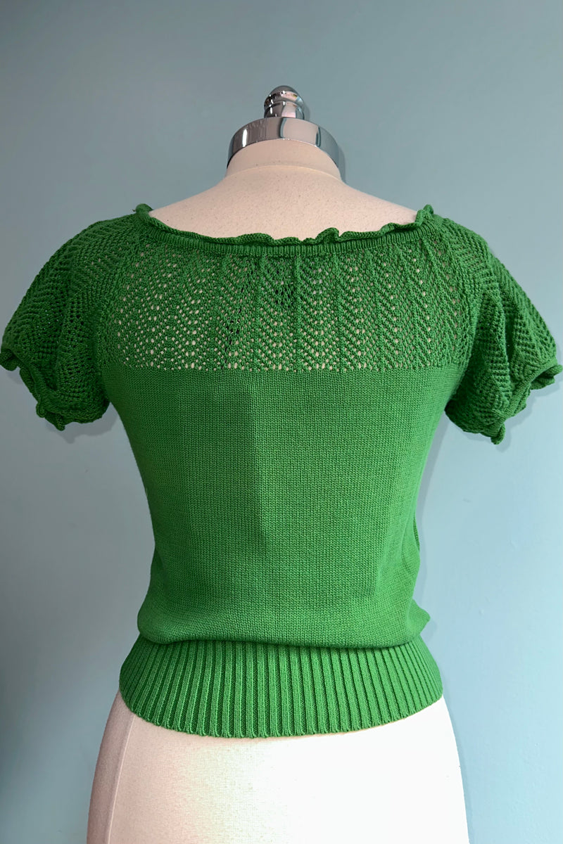 Green Short Sleeve Paula Sweater by Collectif