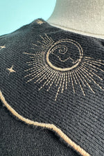 Moon Phases Cat Embroidered Cardigan by Voodoo Vixen