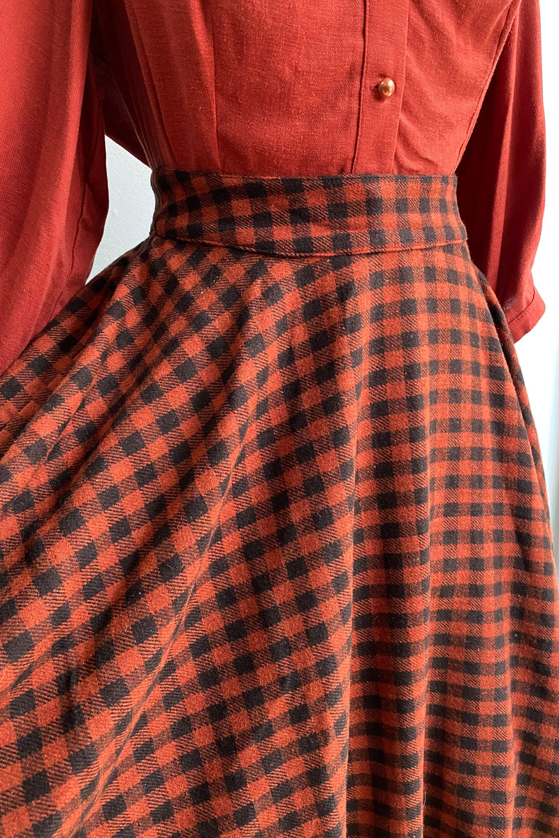 Copper and Black Check Sophie Skirt by Timeless London