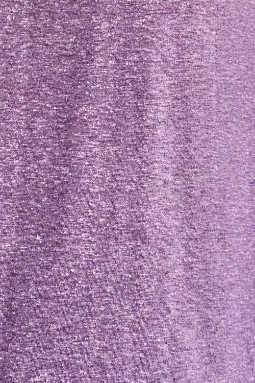 Purple Ruffle Shoulder Basic T-Shirt