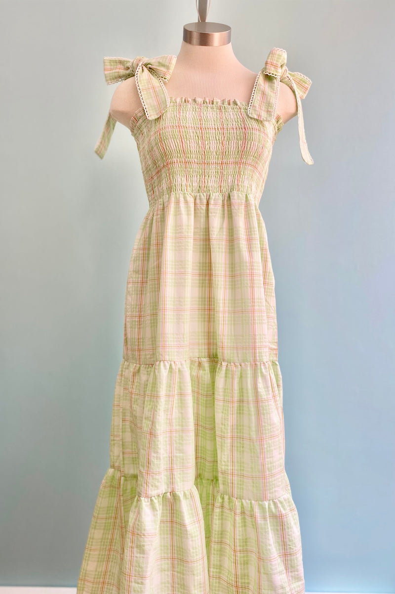 Final Sale Summer Green Tiered Smocked Midi Dress