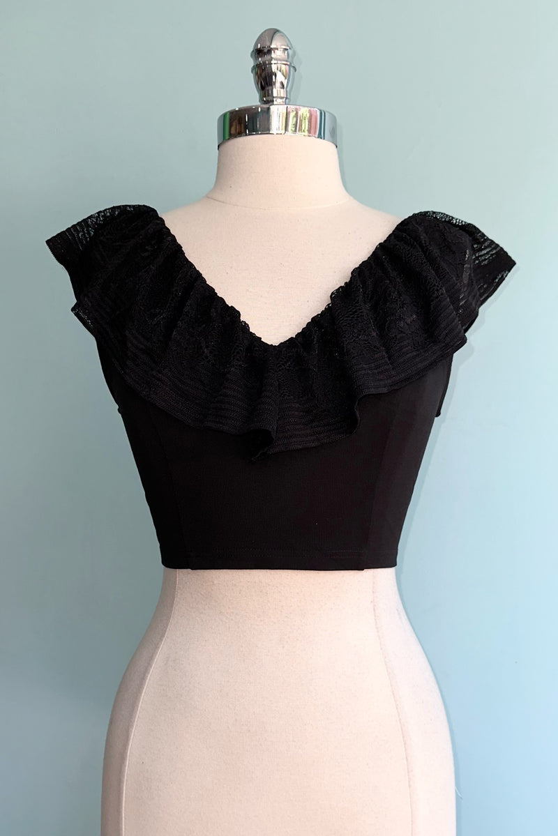 Brigit Crop Top in Black by Sugar Stitch Clothing