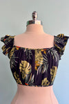Ruffle Sleeve Cropped Tropical Print Top