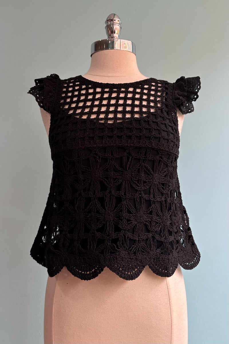 Black Crochet Ruffle Top – Modern Millie