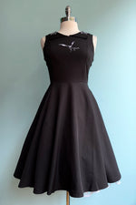 Embroidered Bats and Webs Black Dress by Orchid Bloom