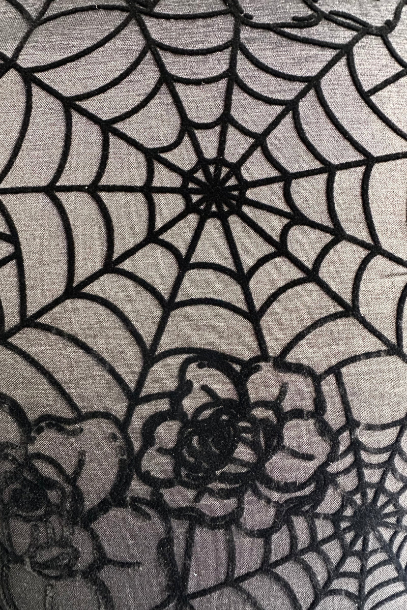 Flocked Floral Spider Web Dress in Black by Voodoo Vixen