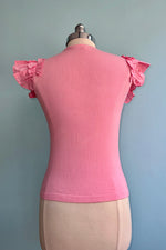 Light Pink Shoulder Ruffle Knit Top