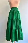 Kelly Green Tiered Maxi Skirt with Elastic Waist