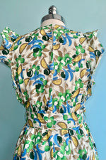 Final Sale Green and Blue Tropical Fruit Print Dress by Tulip B.
