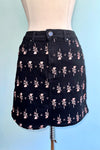 Black Embroidered Denim Lovers Skirt by Hell Bunny