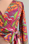 Psychedelic Bell Sleeve Wrap Top