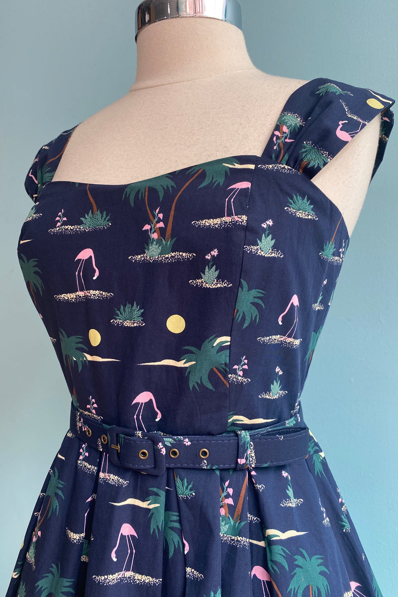Flamingo Palm Jill Dress by Collectif