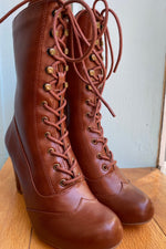 Tan Claire Lace-Up Boots by Chelsea Crew