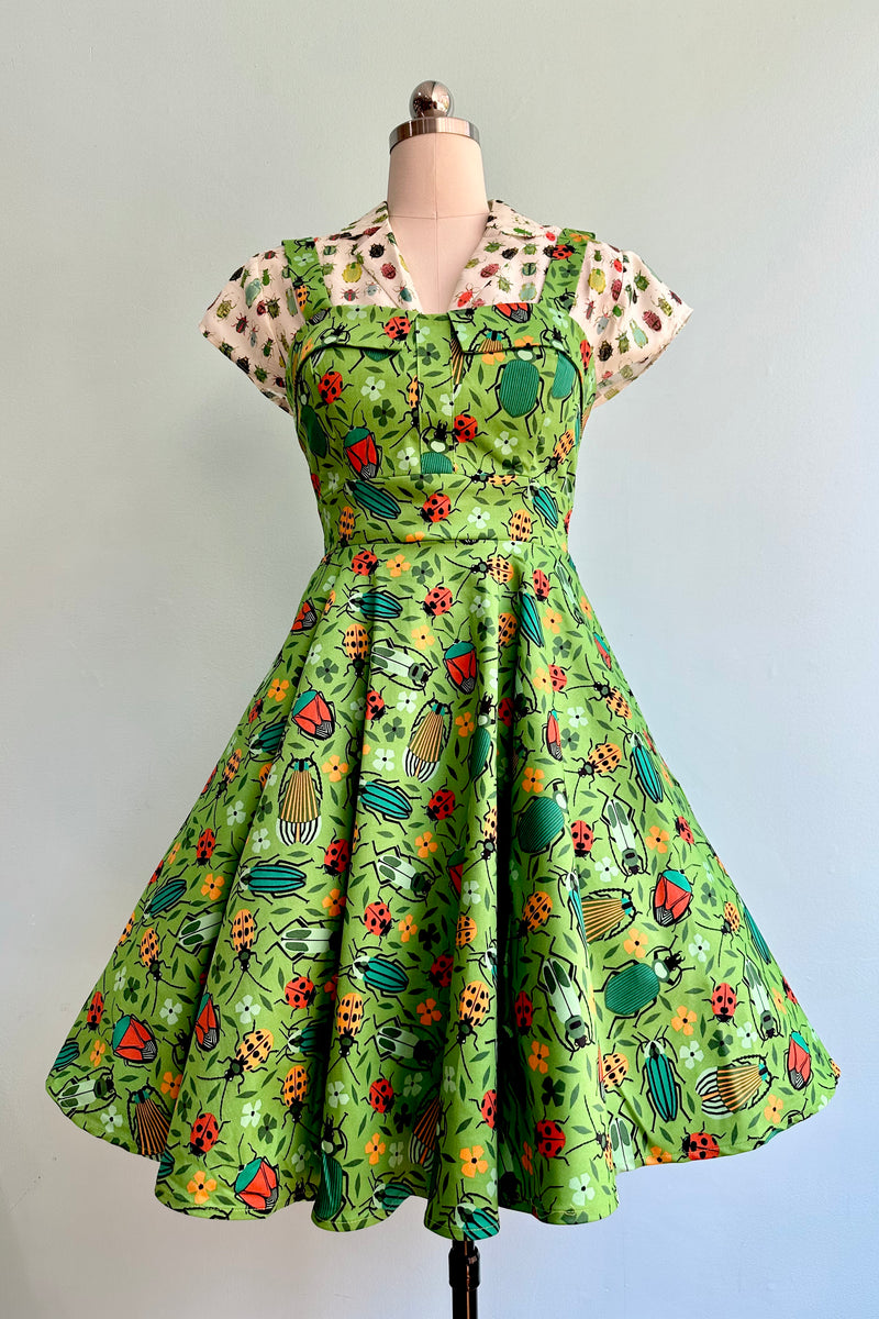 Green Bug Fold-Over Dress by Eva Rose X-Large Green Bug Fold-Over Dress by Eva Rose X-Large