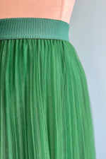 Kelly Green Pleated Tulle Skirt