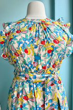 Final Sale Pink & Yellow Tropical Fruit Print Midi Dress by Tulip B.