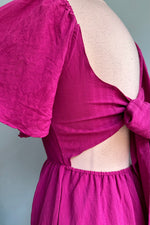 Berry Flutter Sleeve Midi Dress