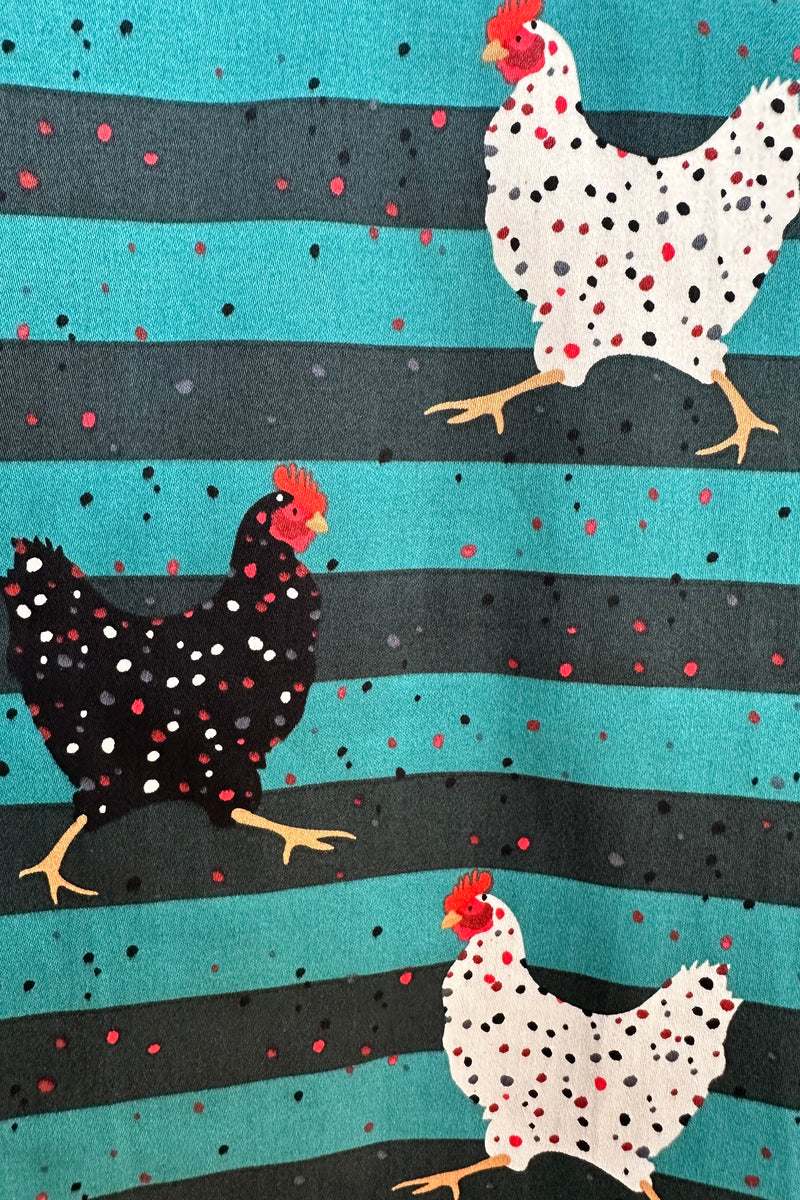 Teal Striped Chicken V-Neck Dress by Eva Rose Small