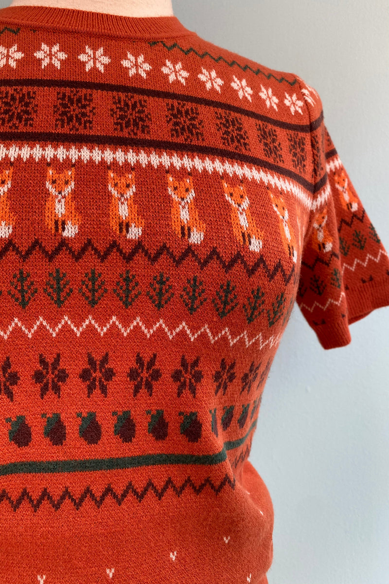 Rust Vixey Fox Sweater by Hell Bunny