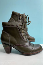 Green Gemma Leather Ankle Boots by Chelsea Crew